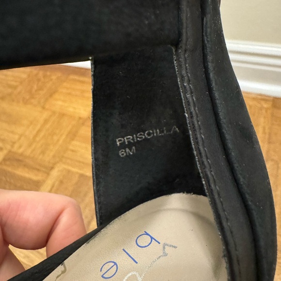 Via Bleu Nordstrom Priscilla Black Leather Suede Heeled Sandals 6 - Picture 6 of 6